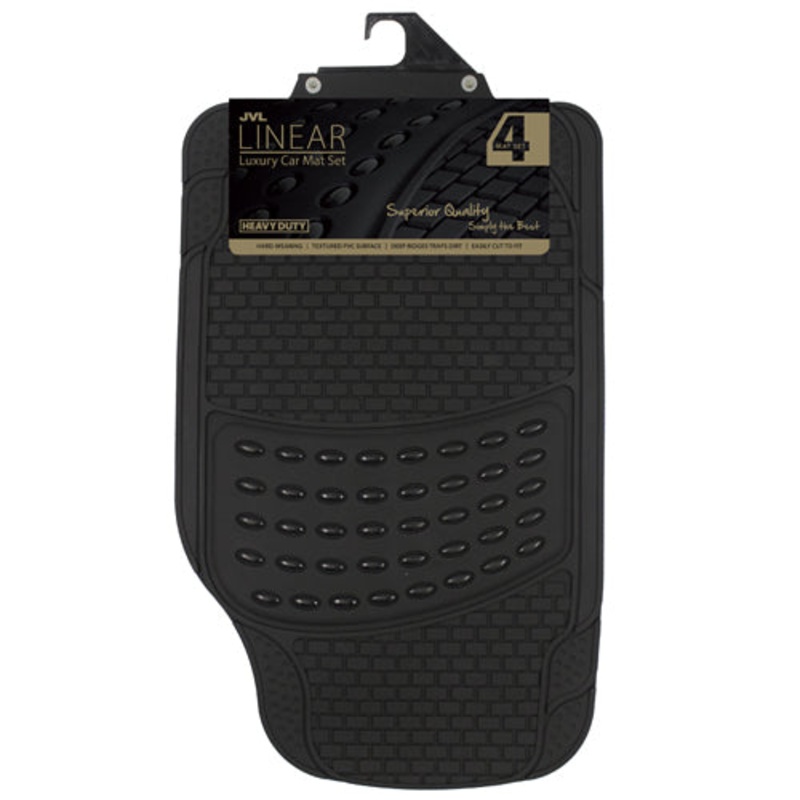 Elevate Your Ride with Luxury Rubber 4-Piece Car Mat Set .