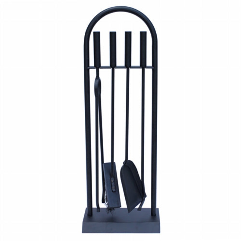 Enhance Your Outdoor Space with Lambeth 4 Piece Companion Set + Stand – Black.