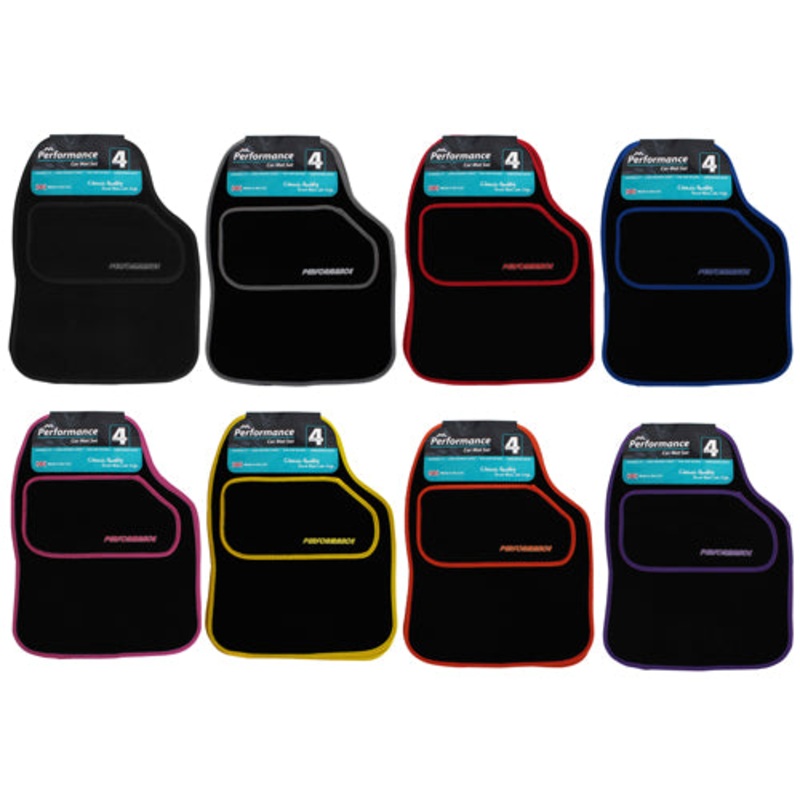 Enhance Your Ride with Performance 4-Piece Car Mat Set.