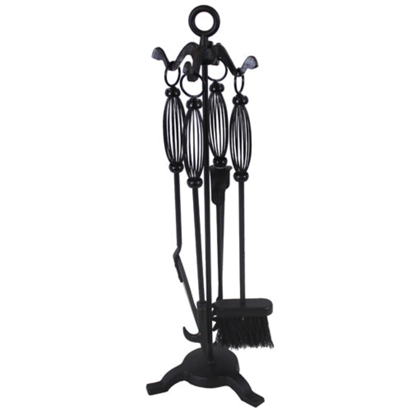 Upgrade Your Fireplace with Pennine 4 Piece Companion Set + Stand – Black .