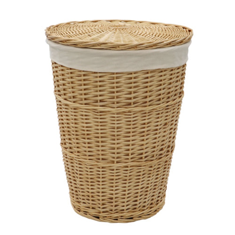 Acacia Round Willow Laundry Basket – Honey: Stylish Storage Solution.
