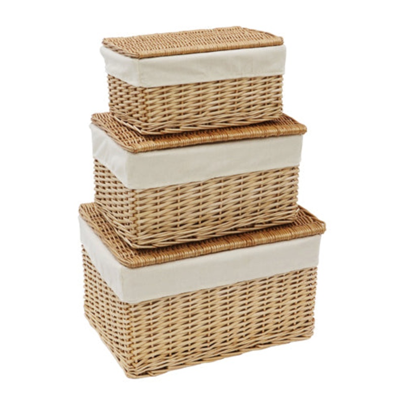 Acacia Set of 3 Rectangular Willow Hamper Baskets – Honey Organize in Style.