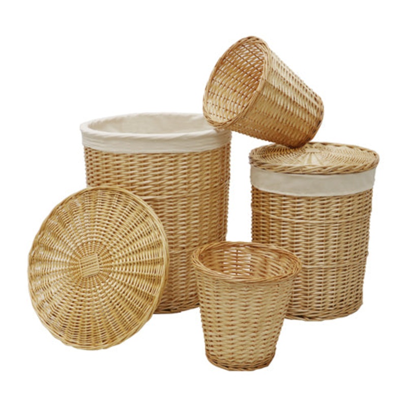 Acacia Set of 4 Round Willow Laundry Baskets + Bins – Honey | Organize with Style.