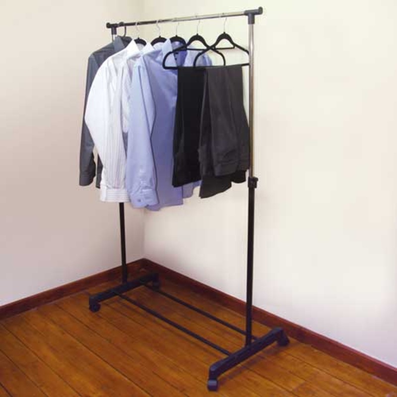 Adjustable Clothes/Garment Rail – Black+Chrome Organize Your Wardrobe Efficiently