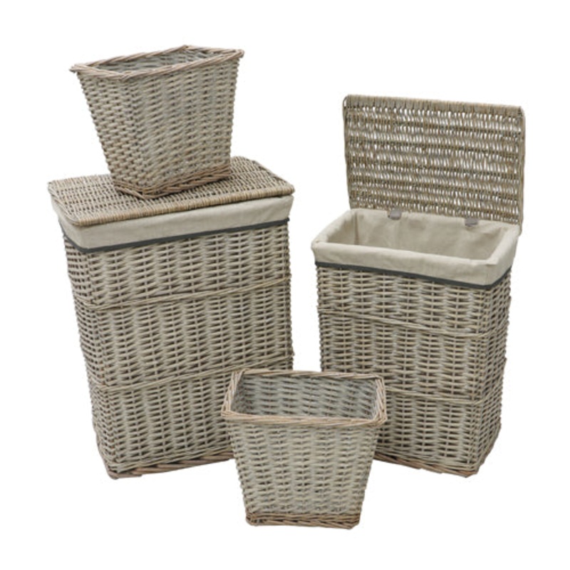 Antique Wash Willow Laundry Baskets & Bins Arianna S/4 Rect Collection.
