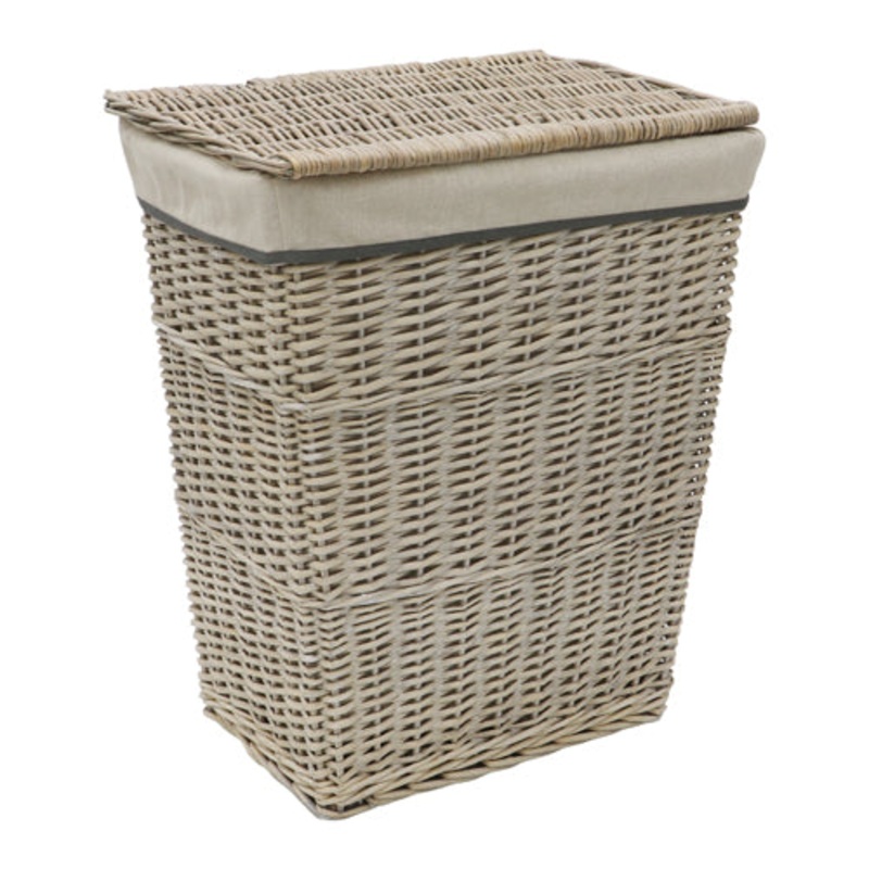 Arianna Rectangular Willow Laundry Basket – Antique Wash Stylish Storage for Laundry Essentials.