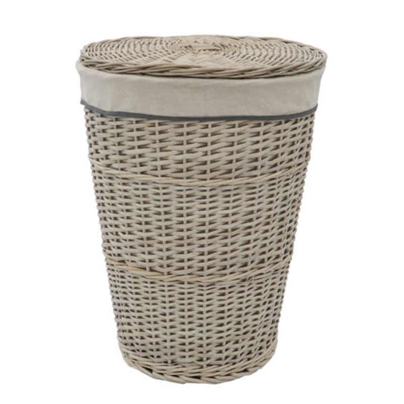Elevate Your Dcor with Arianna Round Willow Laundry Basket – Antique Wash.