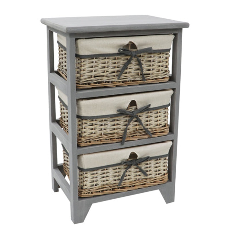 Sherborne 3 Drawer Willow Storage Unit in Grey – Stylish Organization for Your Home .