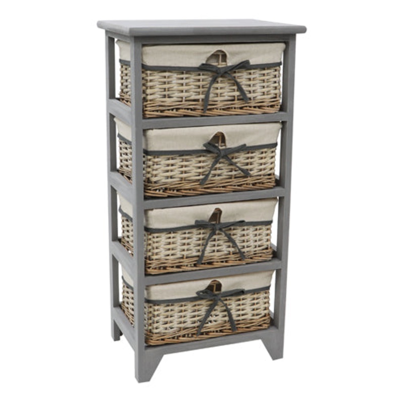 Sherborne 4 Drawer Willow Tall Storage Unit in Grey – Organize Your Space Efficiently.