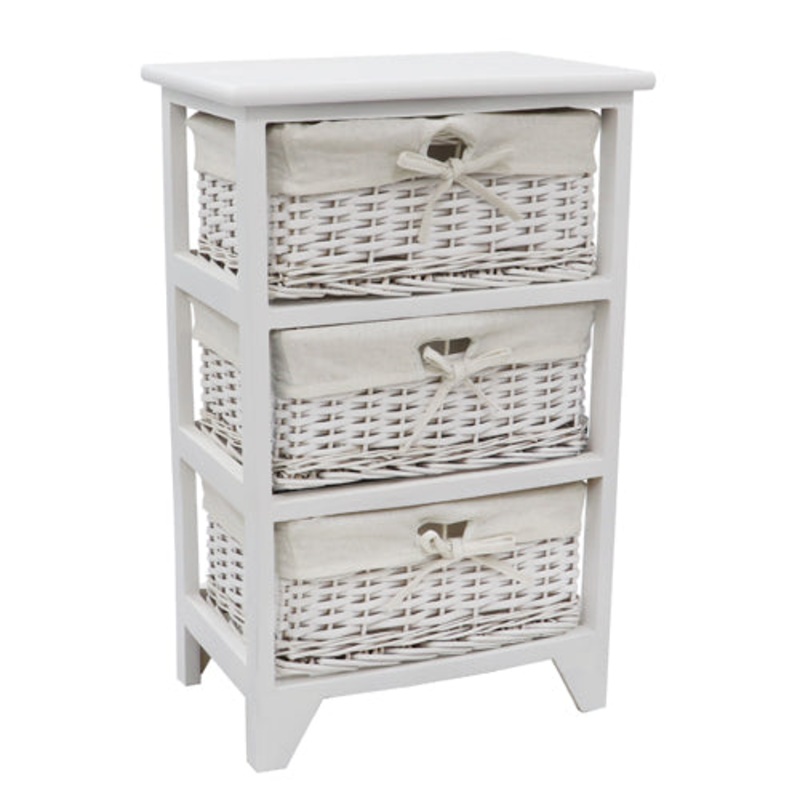 Wimborne 3 Drawer Willow Storage Unit – White | Organize Stylishly.
