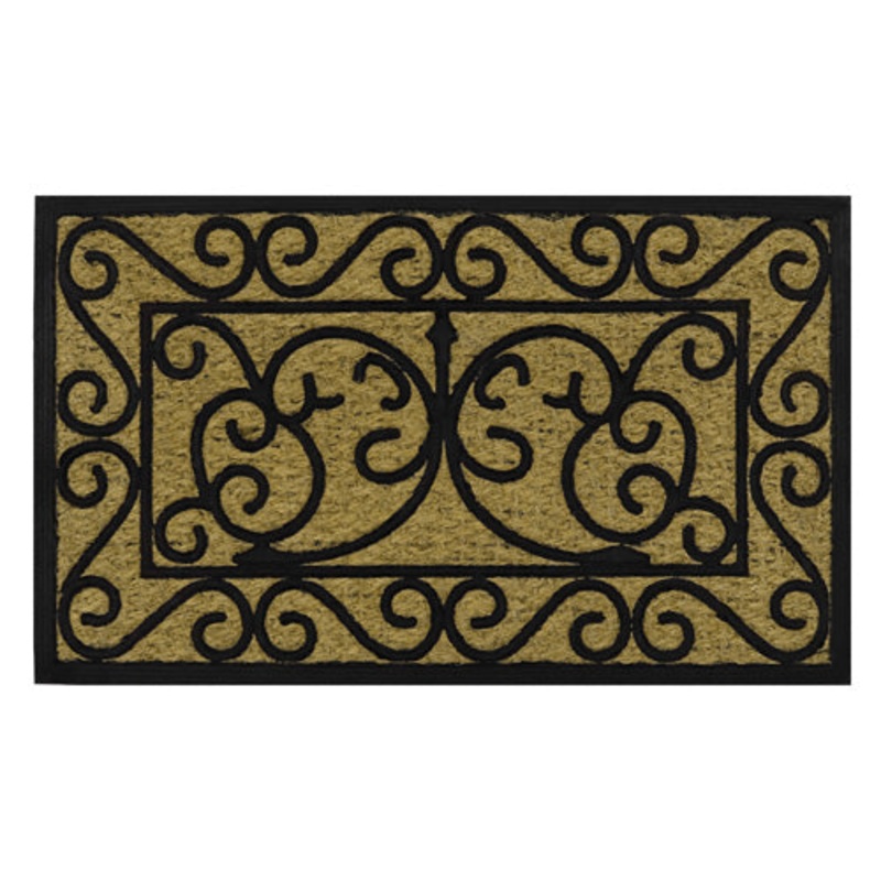 Durable Woven Rubber Tuffscrape Mat – Scroll Design | 45x75cm.