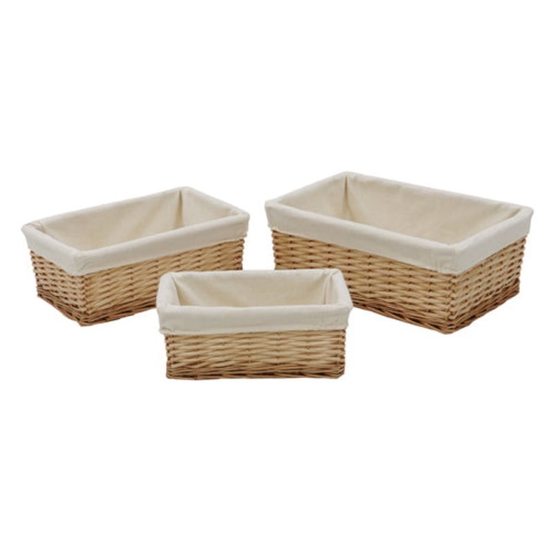 Acacia Set of 3 Rectangular Willow Storage Baskets – Honey | Organize with Style.