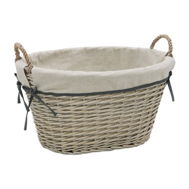 Arianna Oval Willow Storage Basket – Antique Wash | Stylish Organizational Solutions.