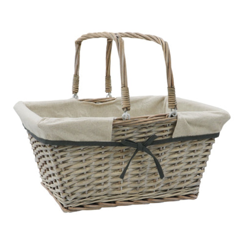Arianna Rectangular Willow Shopping Basket – Antique Wash | Stylish Storage Solution.