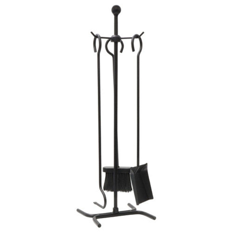 Enhance Your Fireplace with Edale 3-Piece Companion Set + Stand – Black.