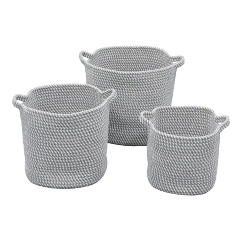 Organize in Style with Edison Set of 3 Round Cotton Rope Storage Baskets.