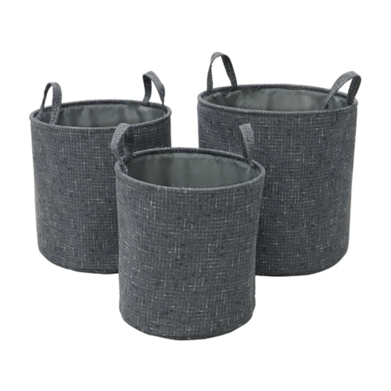 Organize in Style with Shadow Set of 3 Round Fabric Storage Baskets.