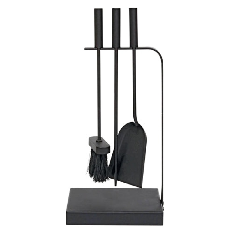 the Belmont 3 Piece Companion Set + Stand in Black | Stylish Fireplace Accessories.