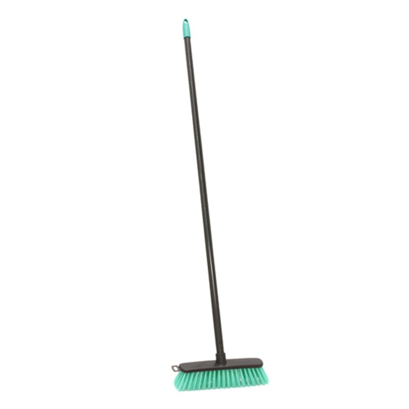 Turquoise Angled Sweeping Brush with Hard Bristles | Efficient Cleaning Tool.