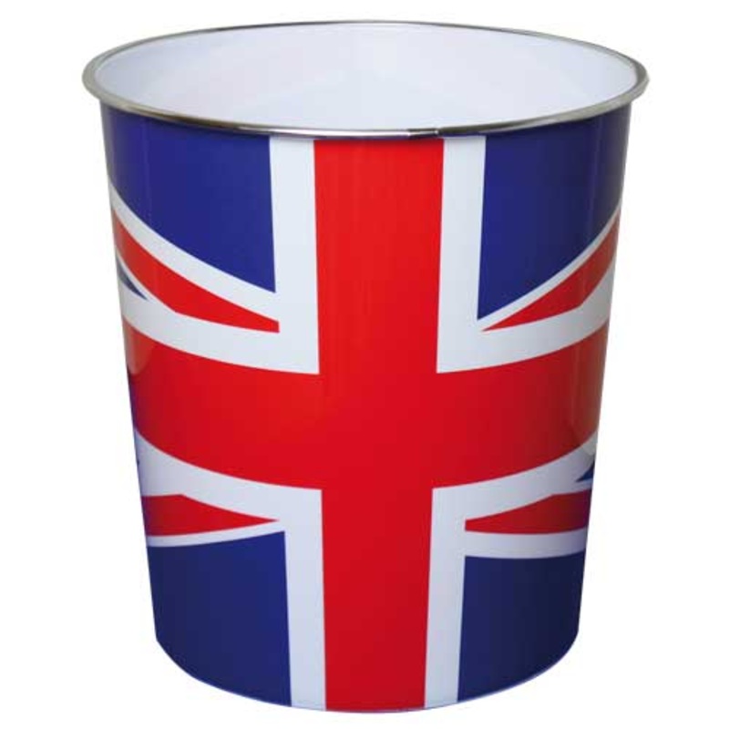 Union Flag Plastic Waste Paper Bin – Red/White/Blue.