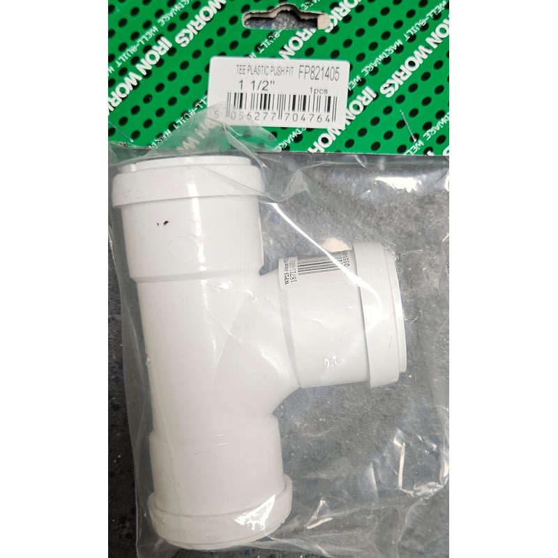 4764 – FP821405 – 1 1/2 40mm White Pushfit Tee Plumbing Fitting for Easy Installation