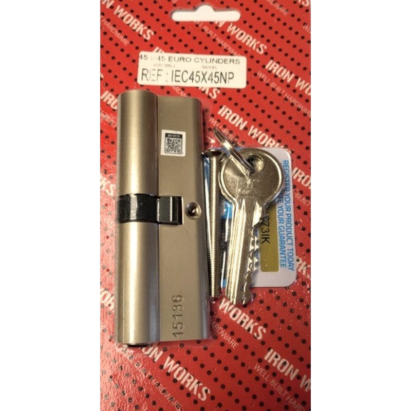 High-Quality 45 x 45 Nickel Plated Euro Cylinder with 3 Keys