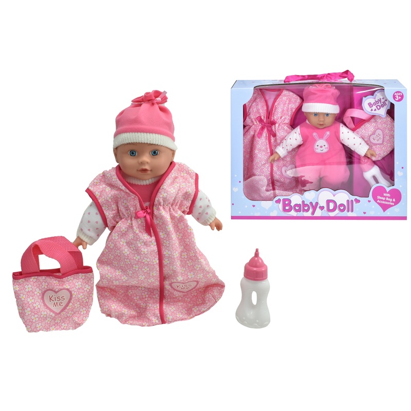 Adorable 13 Vinyl Baby Doll with Sleep Bag & Accessories