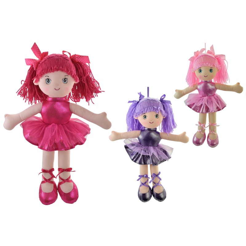 Adorable 40cm Plush Glitter Ballerina Dolls – 3 Assorted