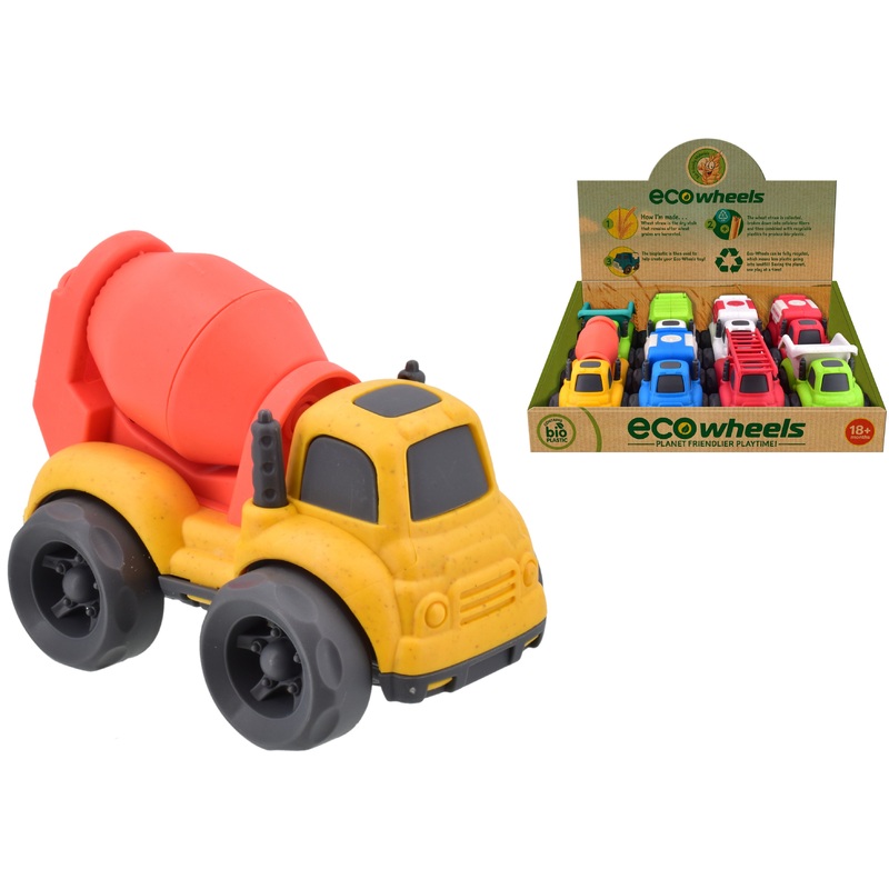 Sustainable: Bio Plastic Construction Vehicles 10cm In Display | Eco-Friendly Toys
