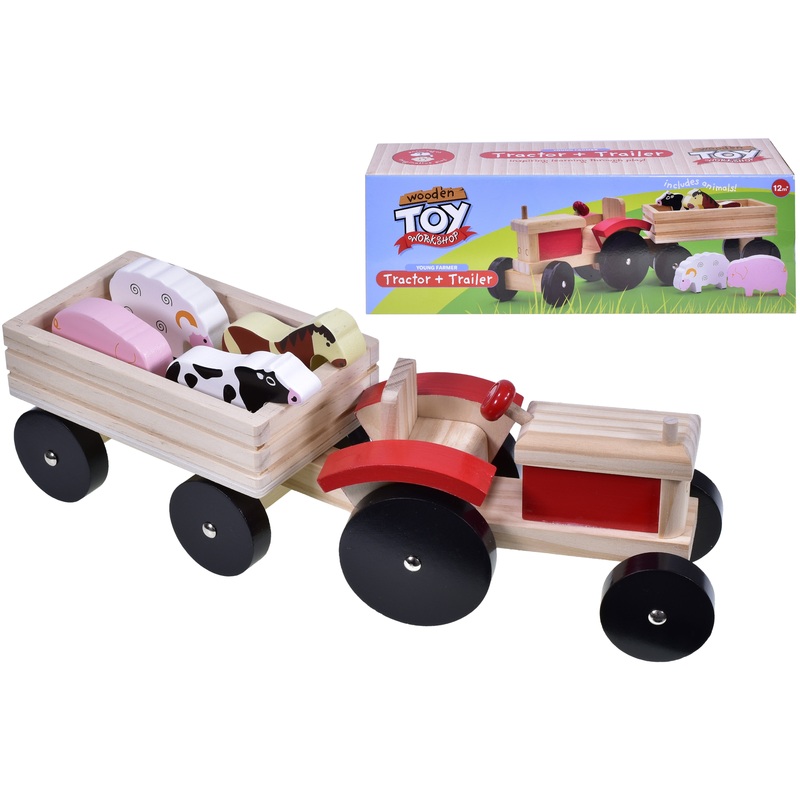 Wooden Tractor & Trailer Playset: Imaginative Fun for Kids