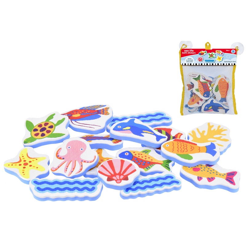 16pc Eva Bath Toys – Sea Life Collection – Fun Bathtime Play Set