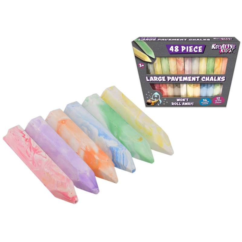 48pc 10cm Chalks in Colour Box – Vibrant Sidewalk Chalk Set