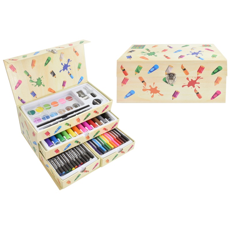 Unlock Creativity with our 54pc Art Set in Carry Box with Drawers
