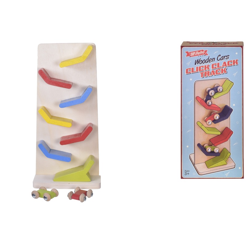Vintage Wooden Cars Click Clack Track Set – Retro-Inspired Fun for Kids