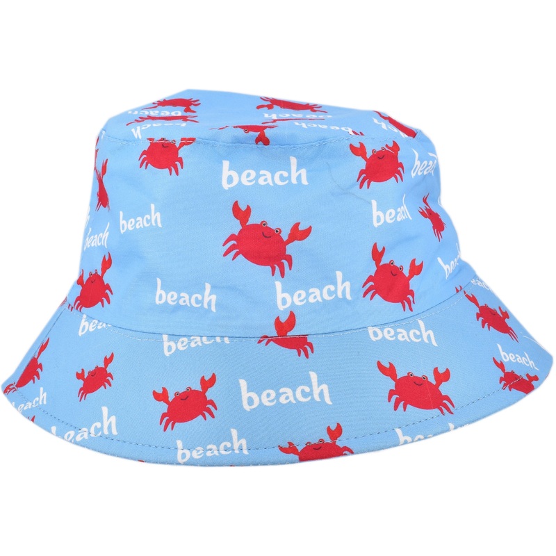 Adorable Child’s Crab Print Reversible Bucket Hat 54cm