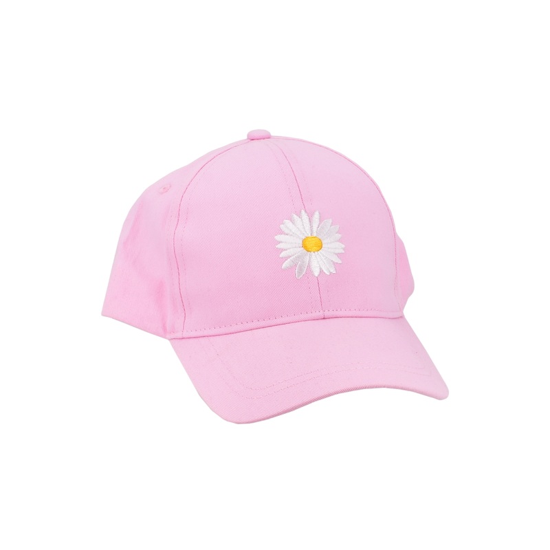 Stylish Pink Baseball Cap with Flower Embroidery | 57cm