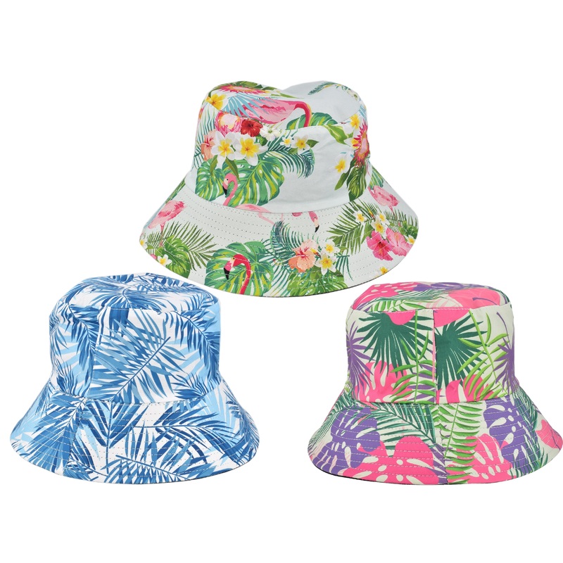 the Latest Adult Tropical Print Reversible Bucket Hat 58cm | Trendy Headwear