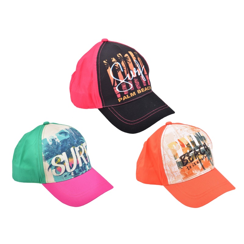 Trendy Kids Baseball Hats – Surf Design 3 Asst 54cm