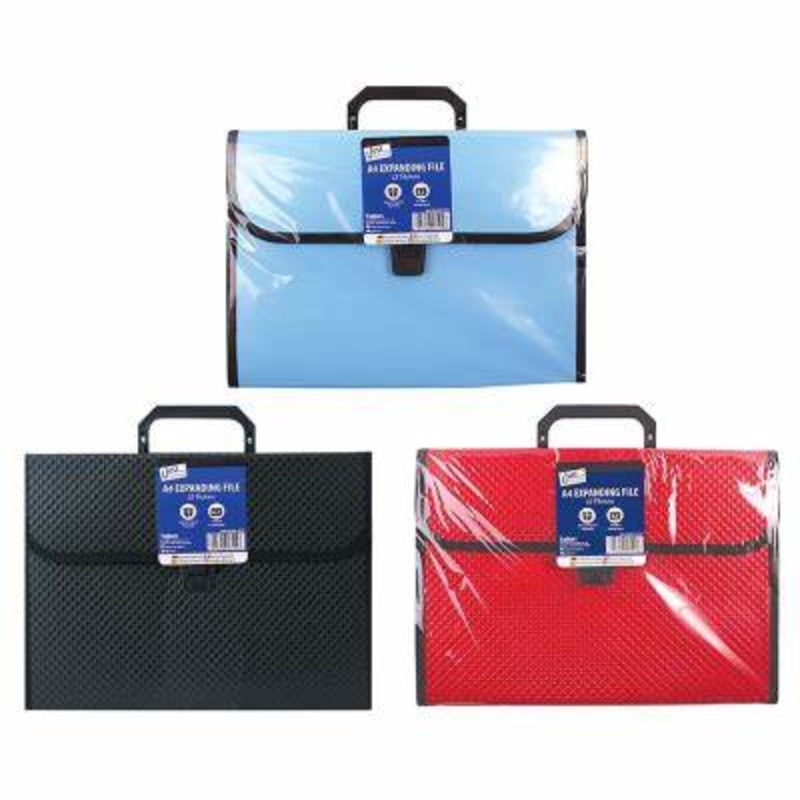 A4 13 Pocket Expanding Plastic File Assorted Colour’s