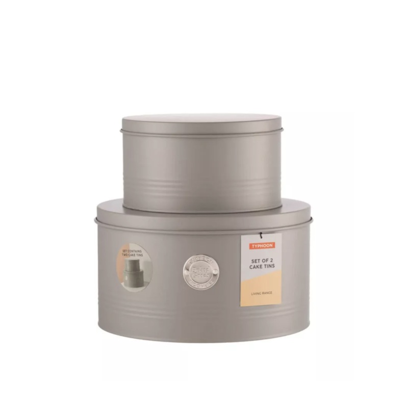 Typhoon Set Of 2 Round Living Grey Cake Tins