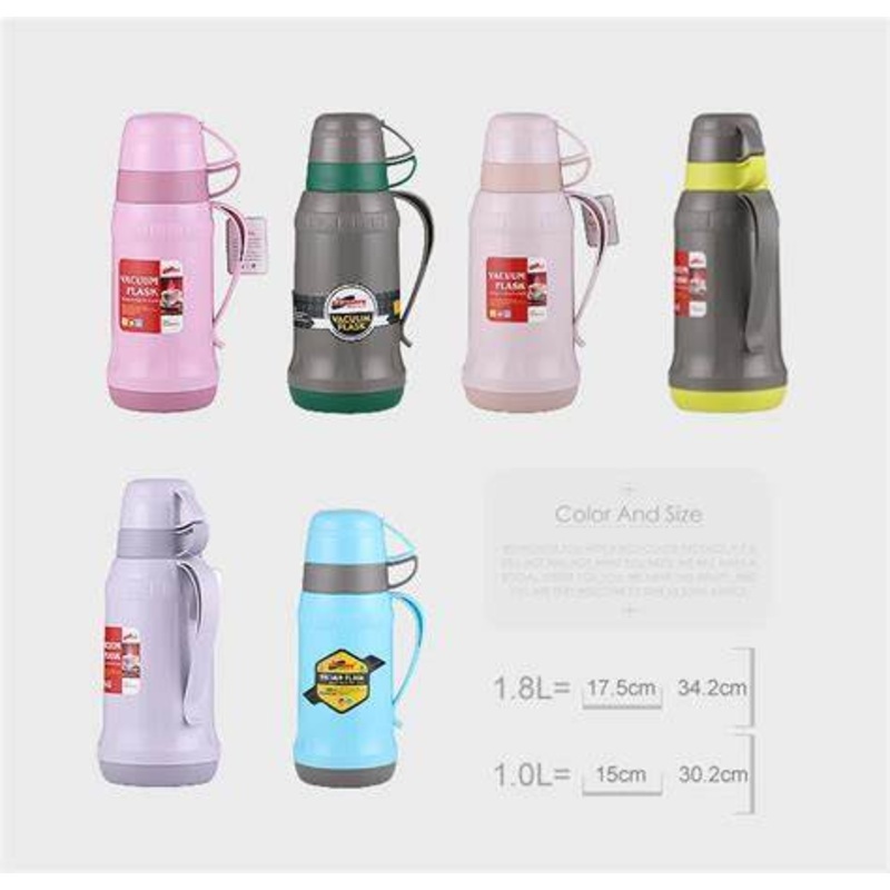 VACUUM JUG FLASKS 1.0 ASSORED COLOURS