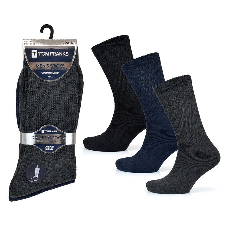 3-Pack Men’s Diabetic Socks Cotton-Rich, Light, Elasticated Top