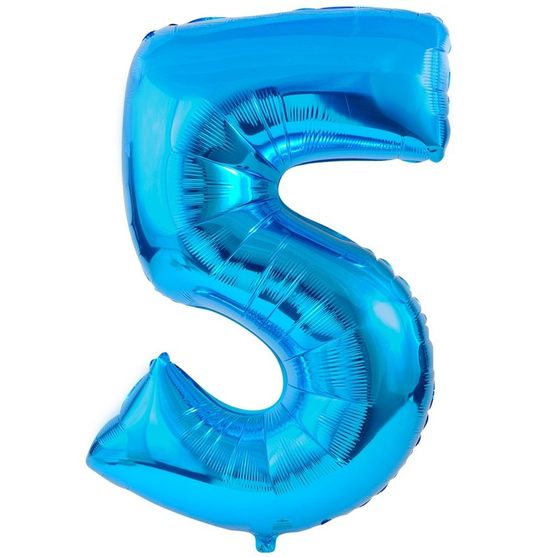 40INCH BLUE FOIL BALOON NUMBER 5
