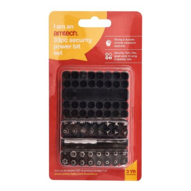AMTECH  SECURITY POWER BIT SET 33PC
