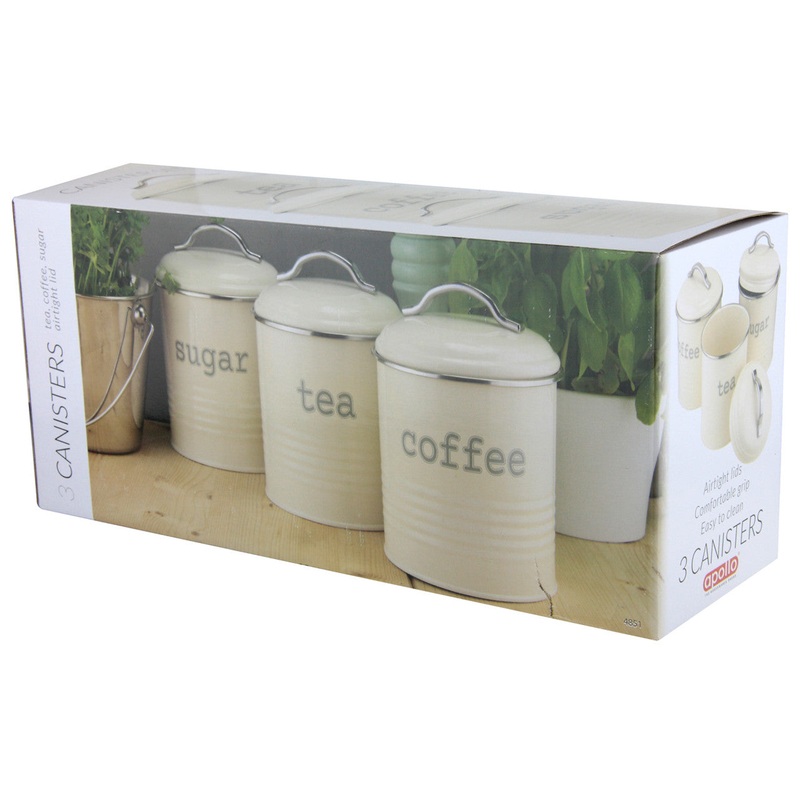 APOLLO CANISTER SET ROUND TEA,COFFEE,SUGAR