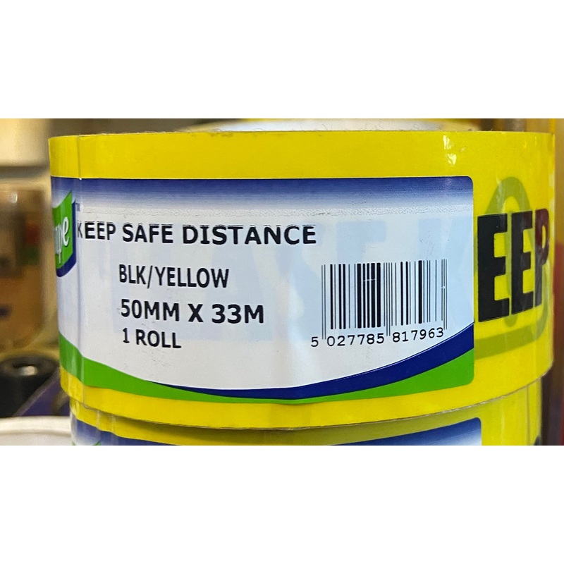 ULTRATAPE KEEP SAFE DISTANCE BLK/YELLOW 50mm x 33m