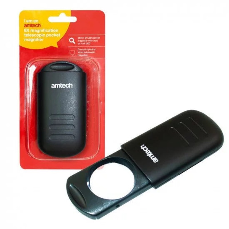 AMTECH LED POCKET MAG GLASS 2LED