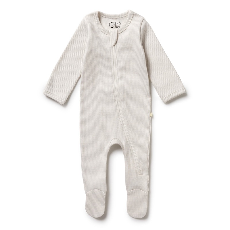 Wilson & Frenchy, Organic Rib Zipsuit with feet – Clay
