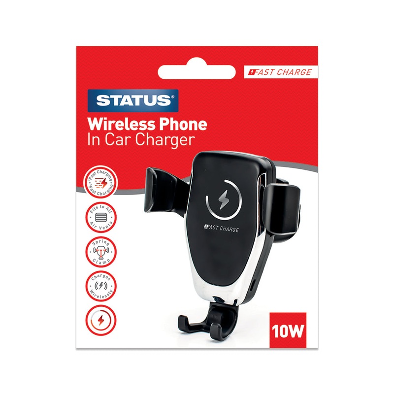 Wireless Phone Car Charger – Black – Status – 1 pk box