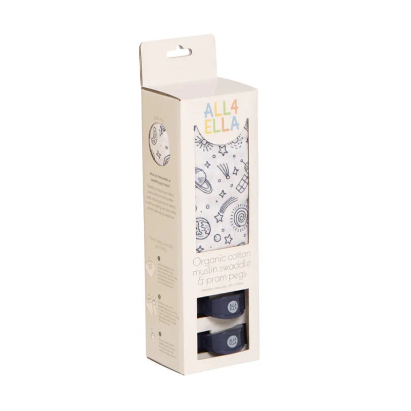 All4Ella Organic Cotton Muslin Swaddle & Pram Pegs